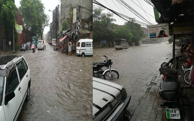  شہر میں بارش کا پانی سڑکوں پر جمع ہونے سےبدترین ٹریفک جام