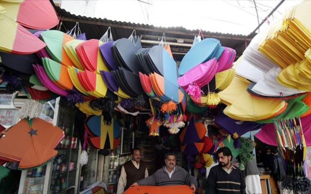 The people in Pakistan celebrate the Basant Kite Flying