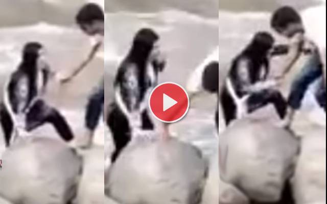 The woman fell into the river, video viral