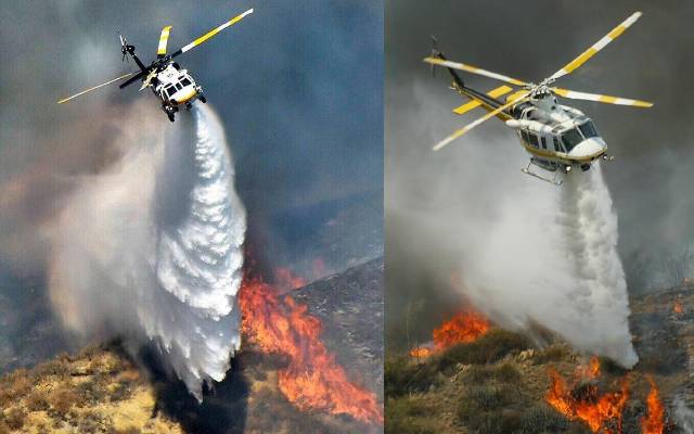 مارگلہ ہلز  آتشزدگی ،  ہیلی کاپٹر سے پانی ڈالنے کا عمل شروع