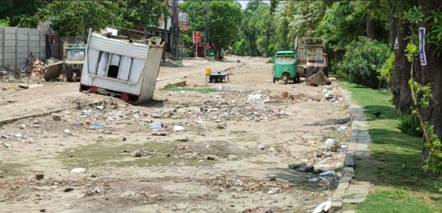 Shah Fareed Road, city42, broken road, rain water hazard, city42 