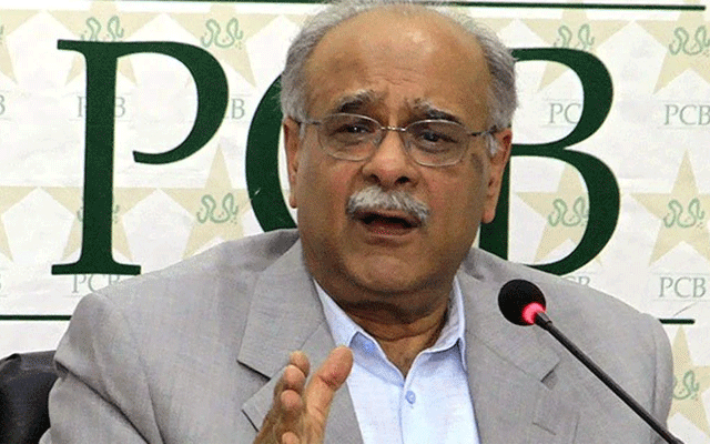 Najam Aziz Sethi talk to media in National Stadium