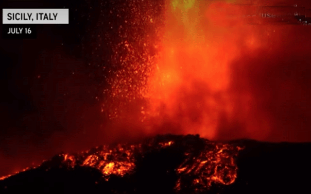 Sisli, Mount Atina Volcano erupts, Sisli Night Sky lightened, city42 